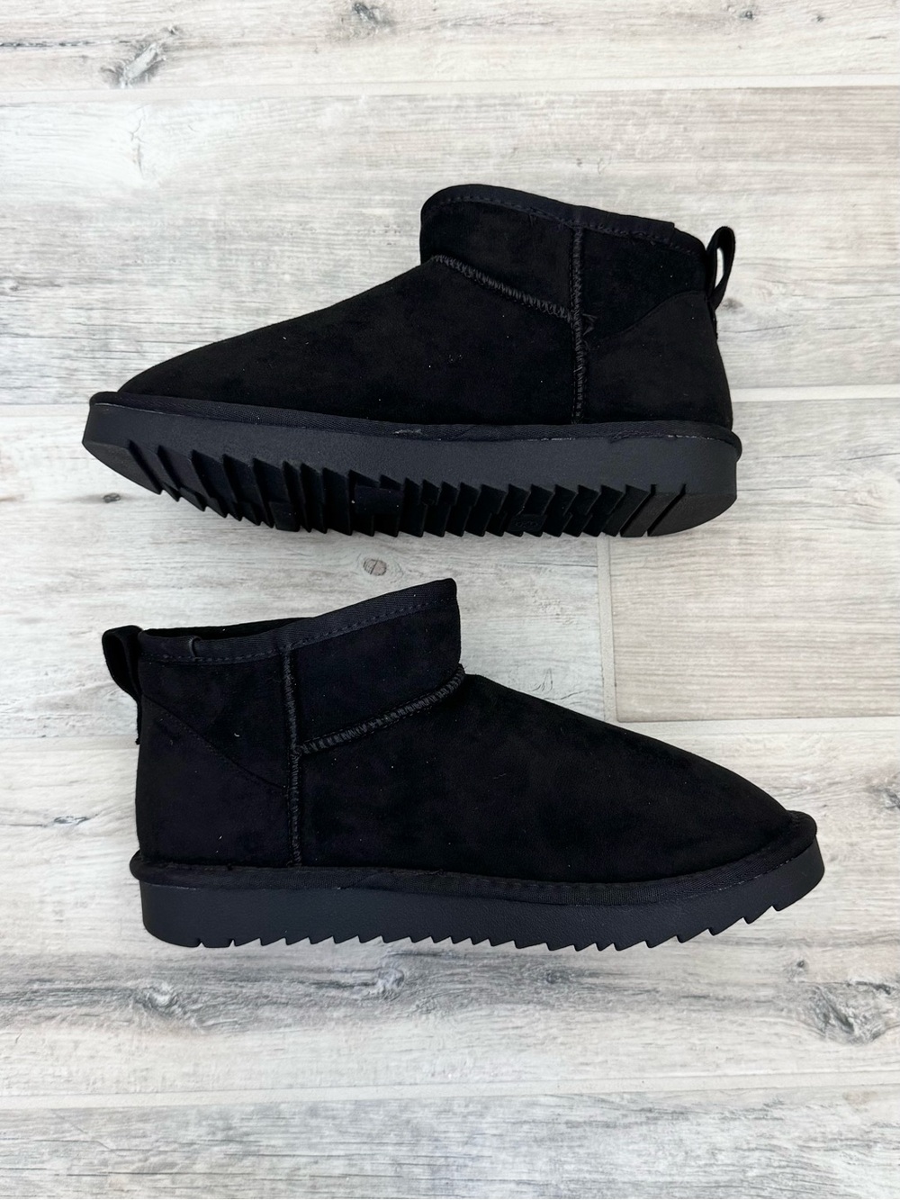 Soda Black Ankle Faux Suede Boots